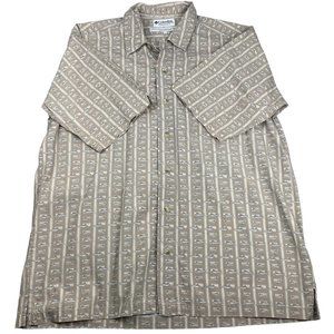 Columbia Sportswear Men's Brown Sailfish Pattern Short Sleeve Button Up Size L